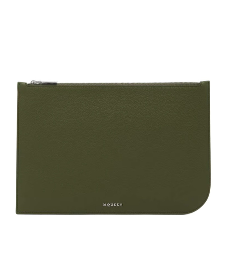 Alexander Mcqueen Large Leather Rectangular Shape Sling Pouch In Green