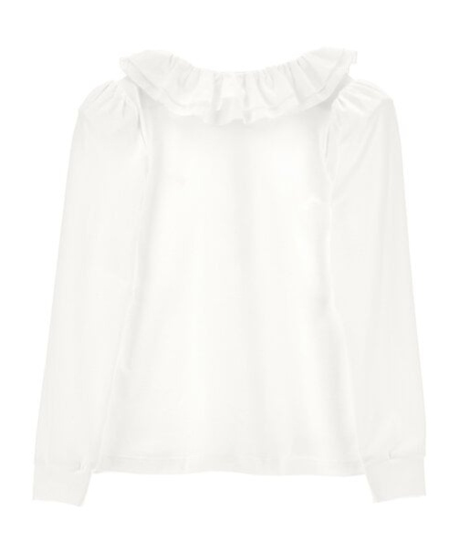 MONNALISA RHINESTONE-MONOGRAM COTTON BLOUSE