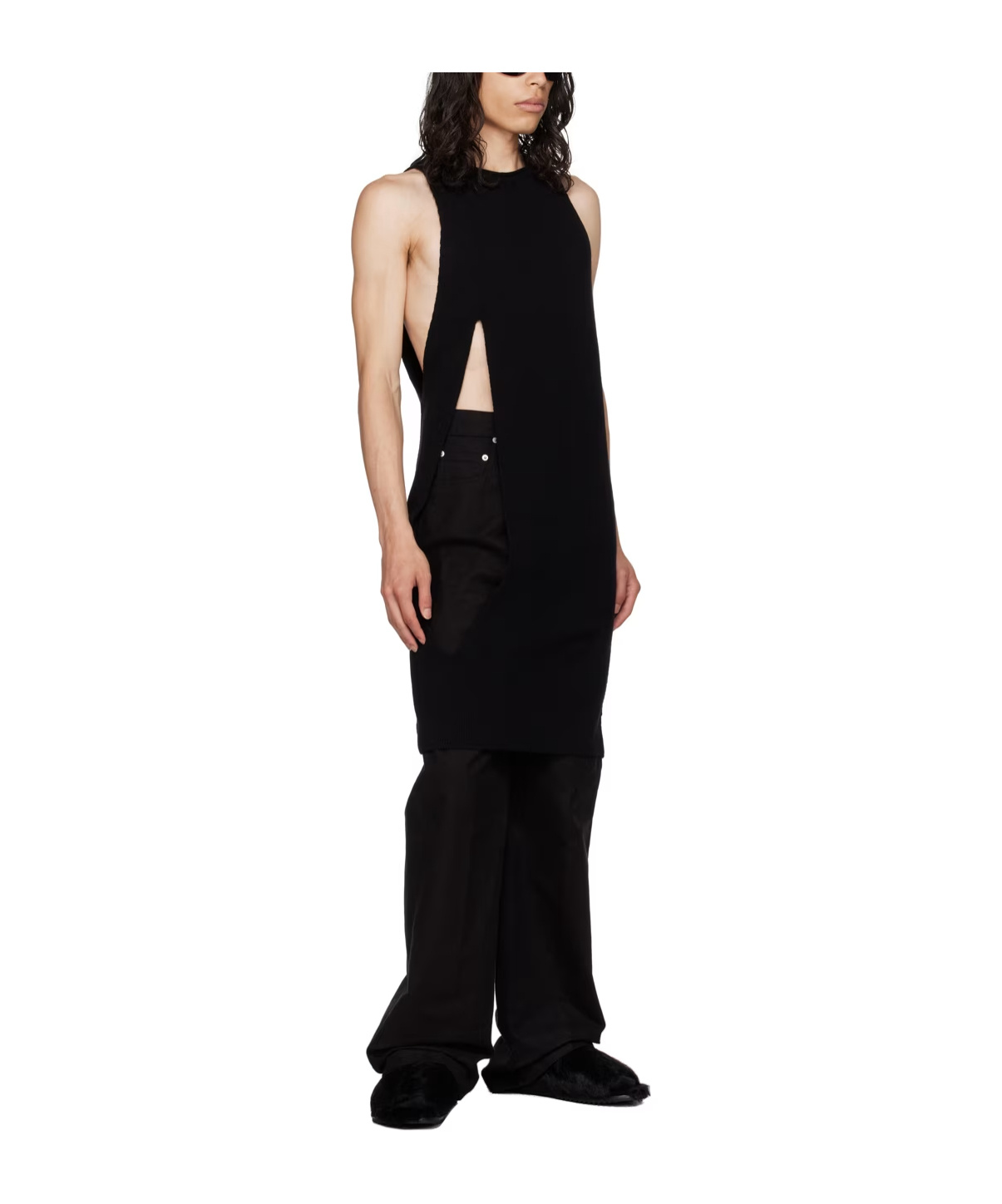 Rick Owens Luxor Long Vest In Black
