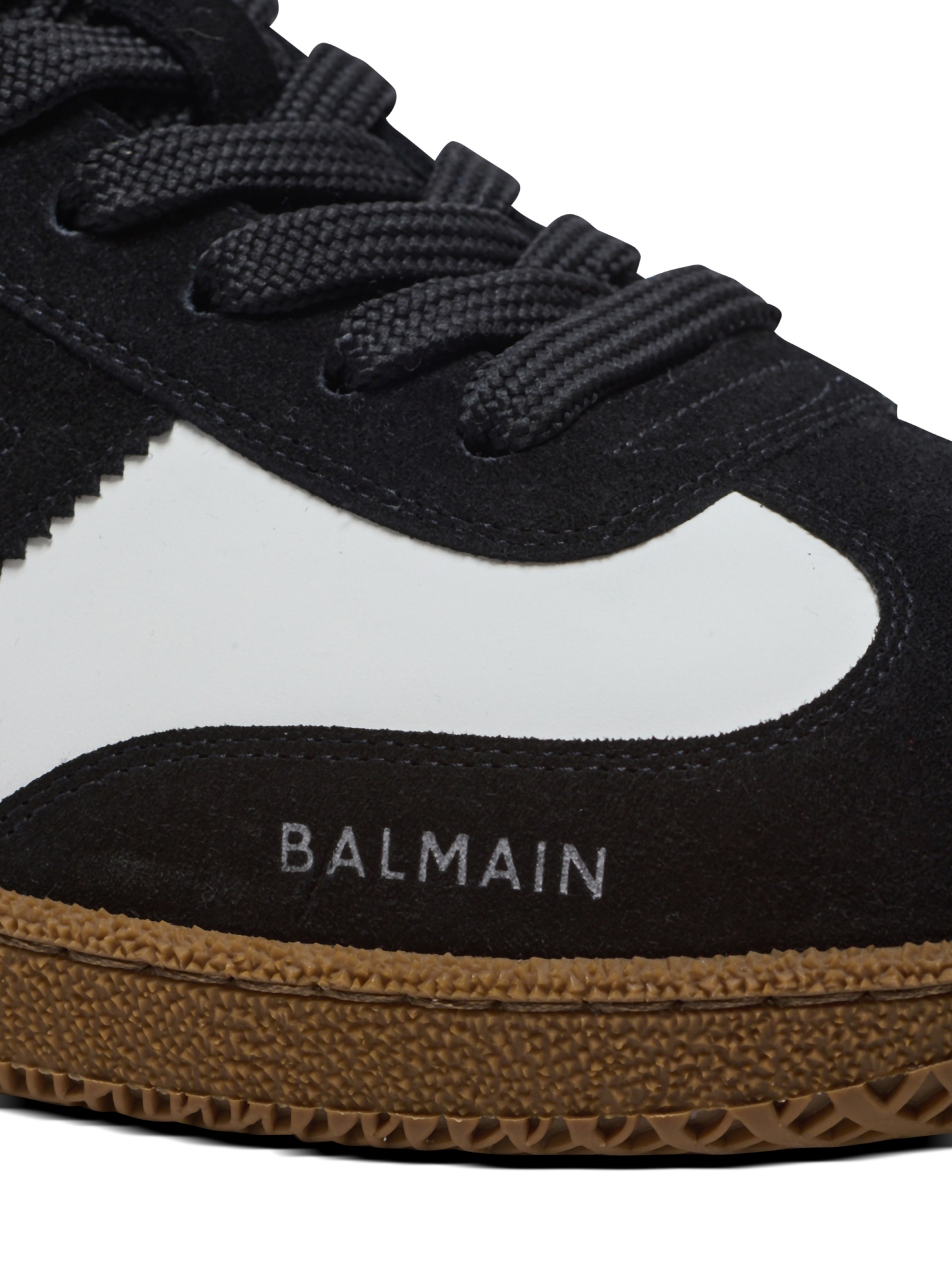 Balmain Swan Trainers In Calfskin And Suede In Black