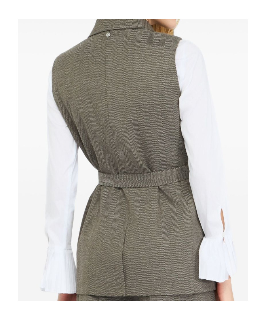 Liu •jo Chevron Brooch Waistcoat In Green
