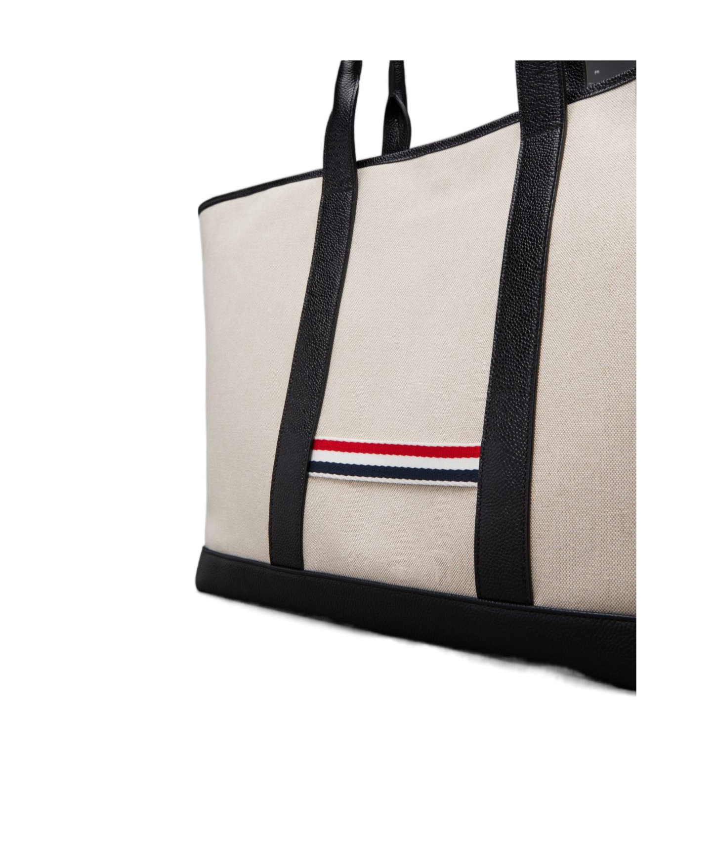 Thom Browne Medium Rwb-stripe Tote Bag In Gray