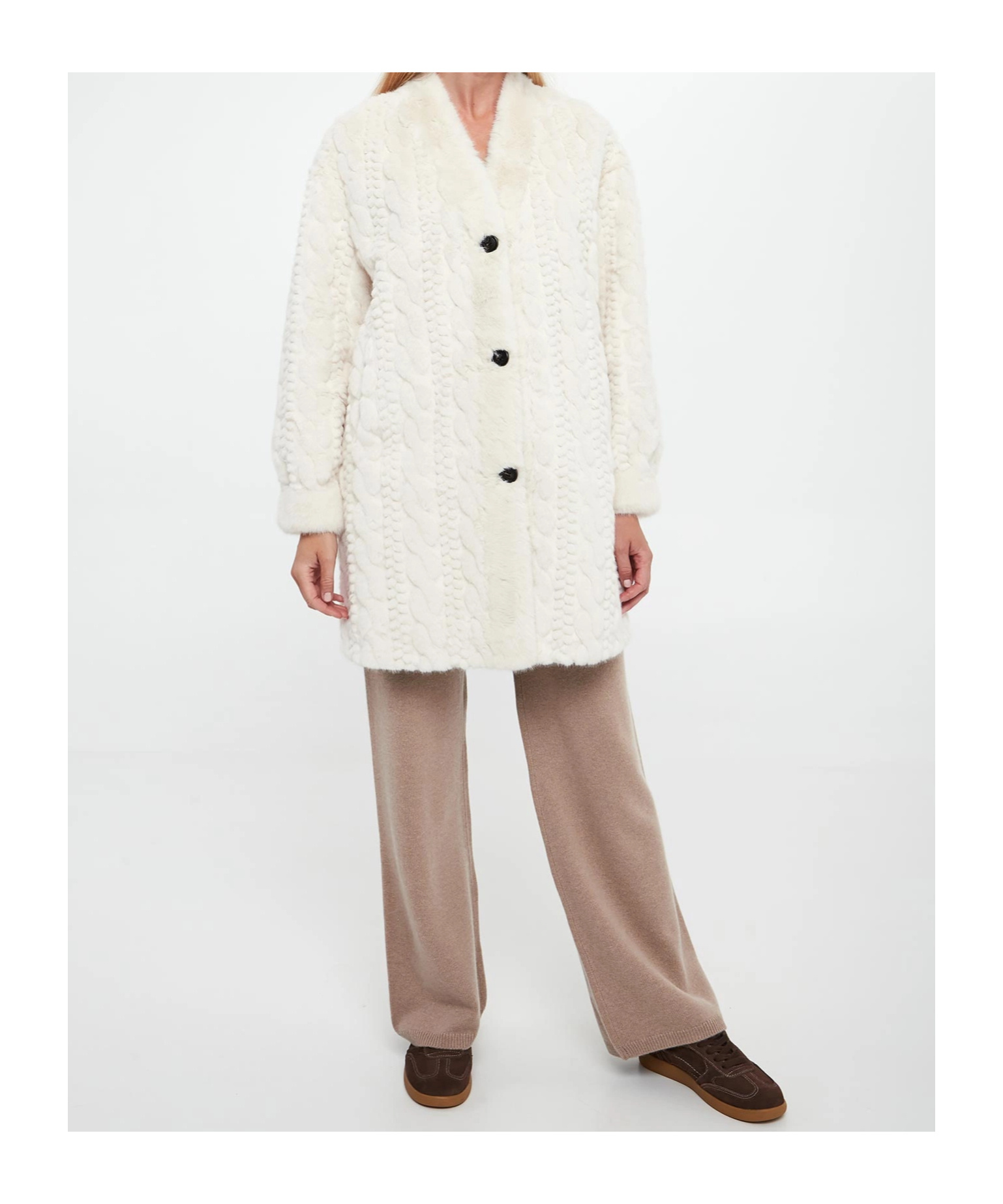 Ermanno Firenze Button Long-sleeved Coat In White