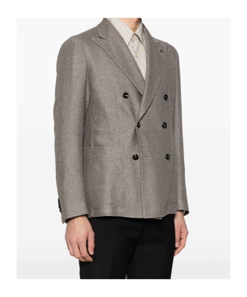 Tagliatore Double-breasted Wool And Silk Jacket In Gray