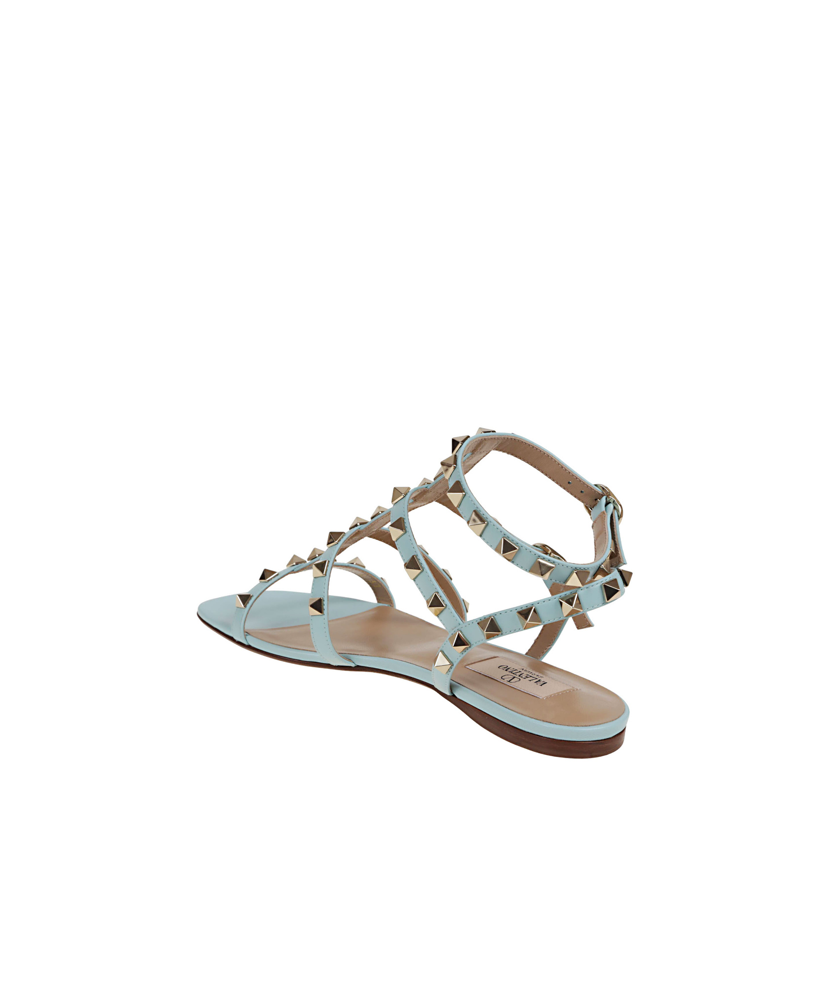 Valentino Rockstud Flat Sandals In Multicolor