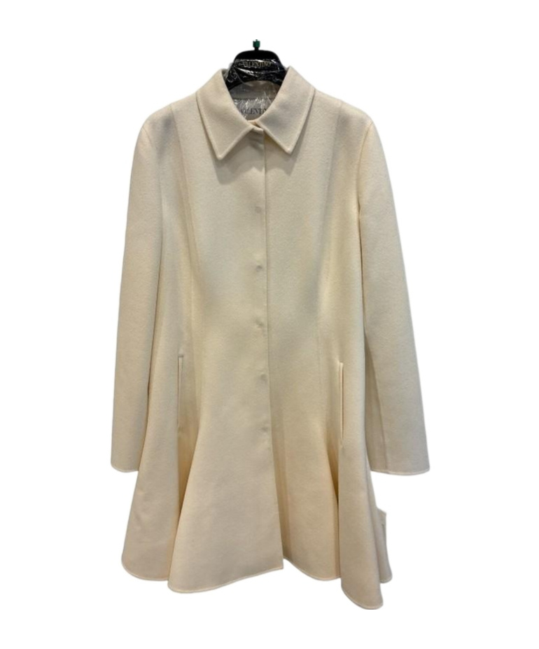 Valentino Concealed-fastening Flared-skirt Coat In Nude