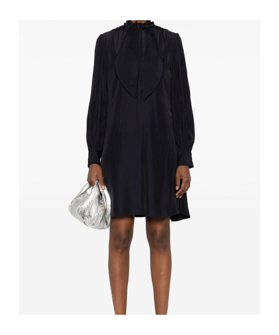 Lanvin Draped Detailing Knee Length Dress In Black