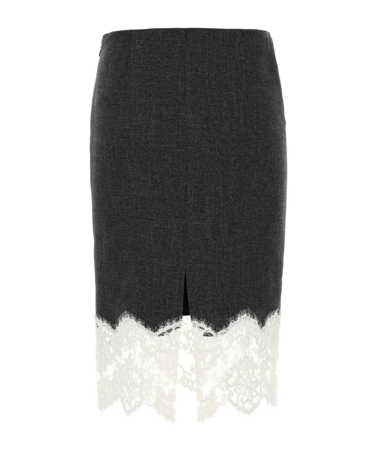 Blumarine Stretch Viscose Blend Skirt With Lace Trim In Black/white