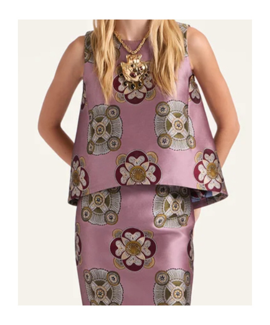 La Doublej La Scala Asymmetric Jacquard Top In Purple