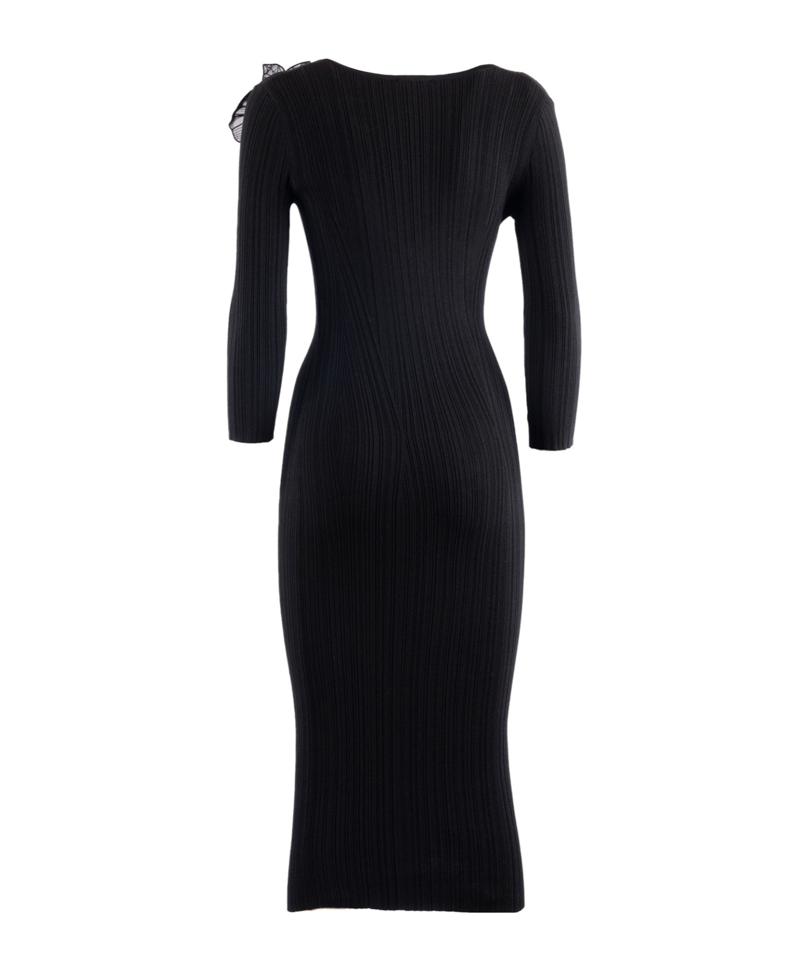 Elisabetta Franchi Flower-detailing Midi Dress In Black