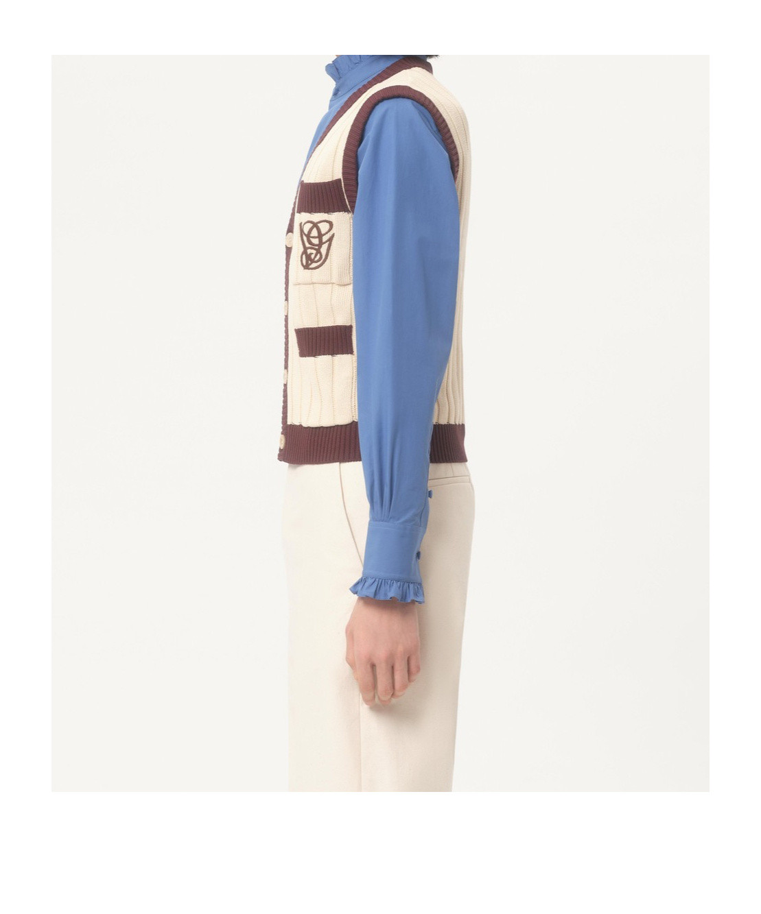 Valentino Long Sleeves, Crew Neck And Ribbed Details.... In Nude