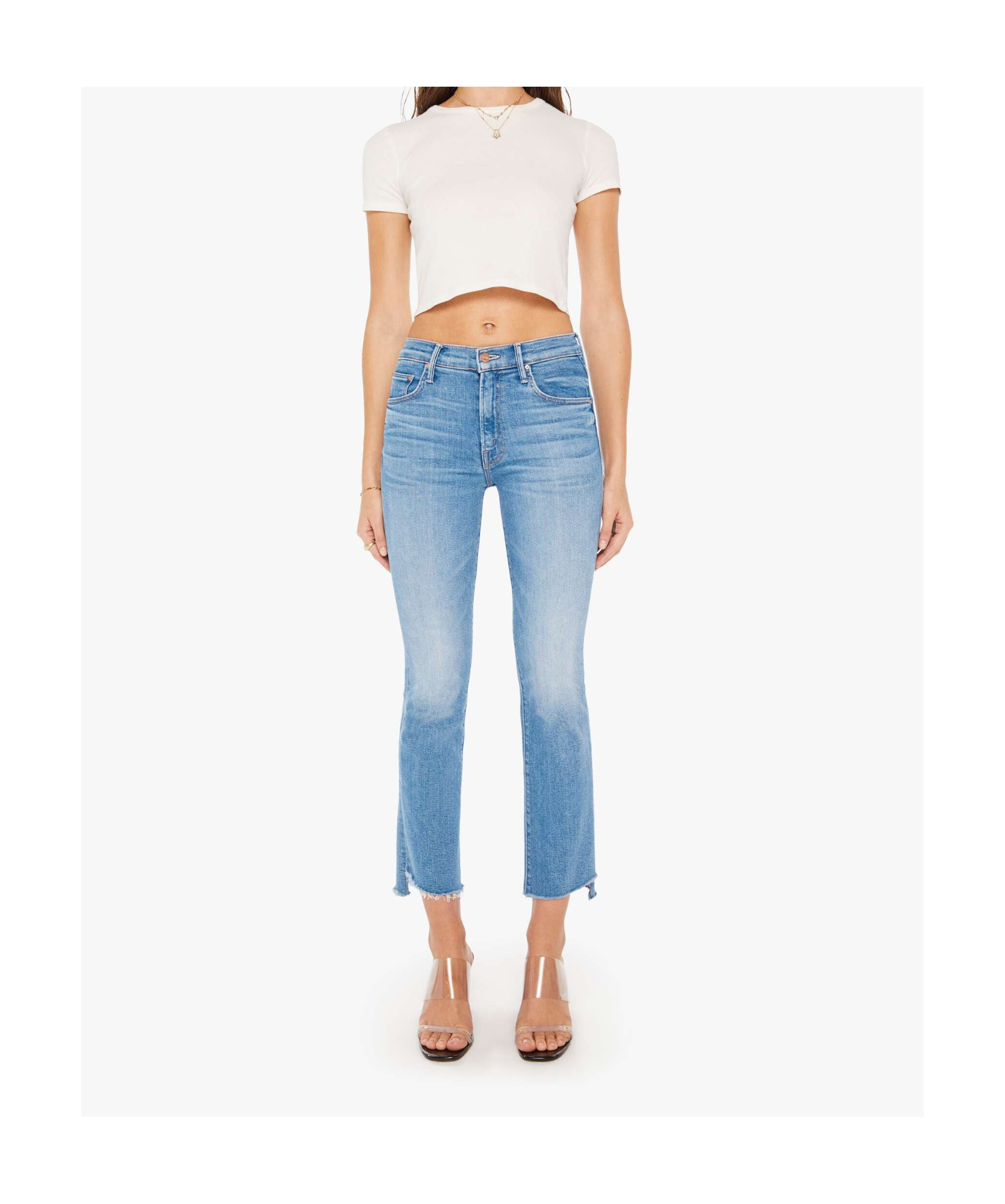 Mother The Insider Cropped Jeans In Blue
