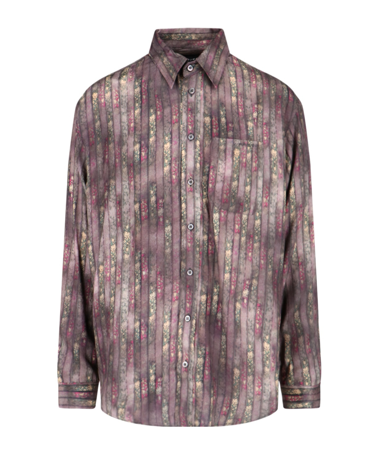 Y/project Floral Stripe Button-up Shirt In Pink