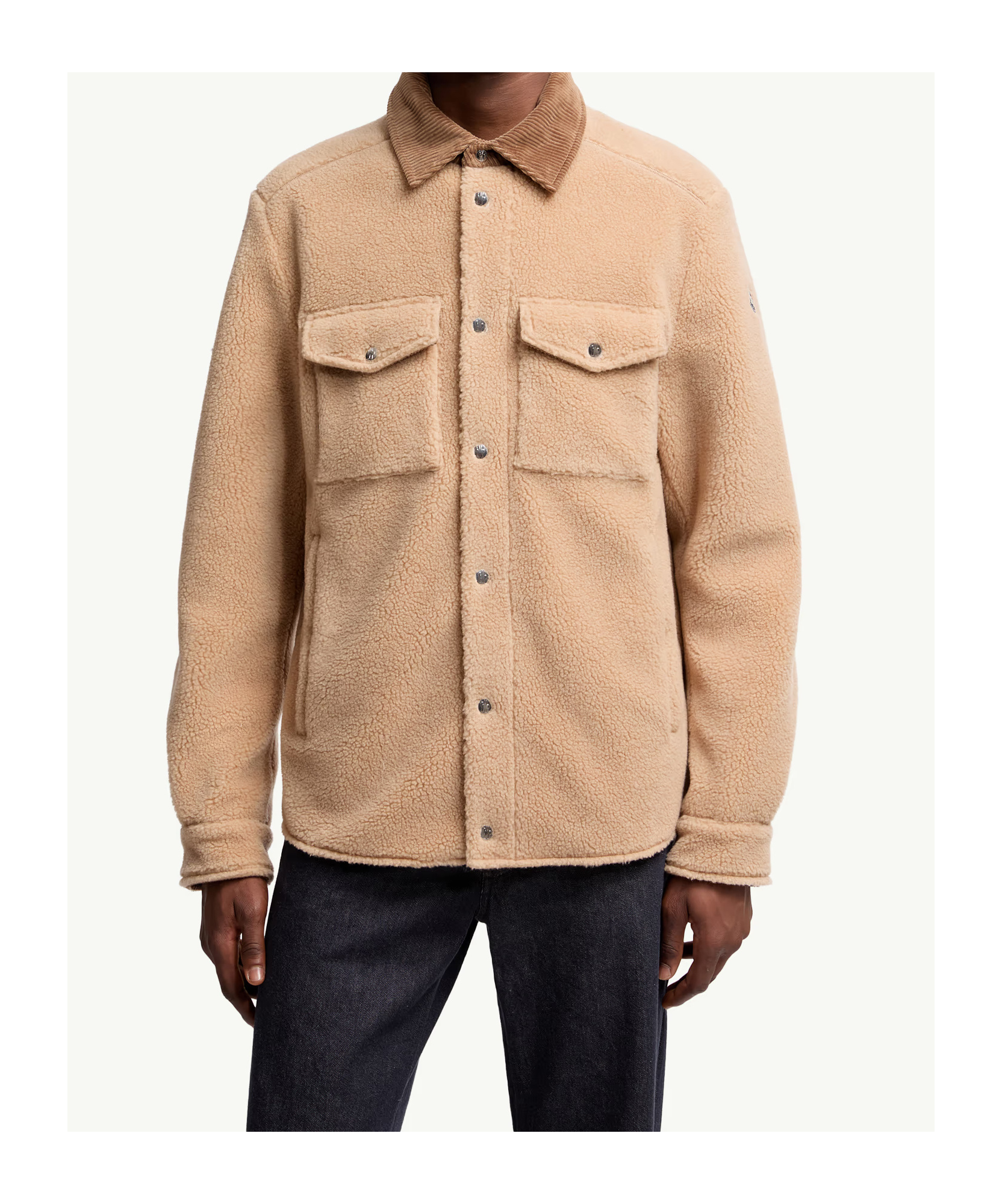 Moncler Teddy Corduroy-trimmed Shirt Jacket In Brown