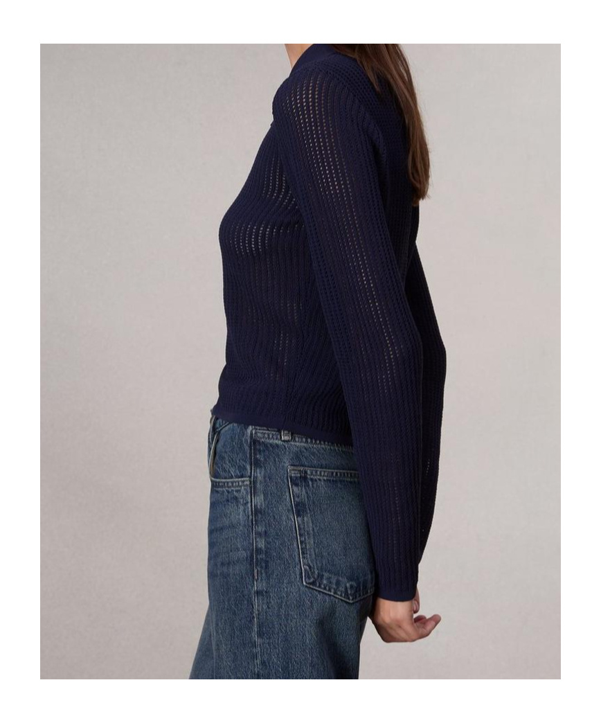 Rag & Bone Long Sleeve Polo Sweater In Indigo