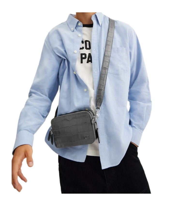 Shop Coach Gray Charter Crossbody 19 Bag In Charcoal