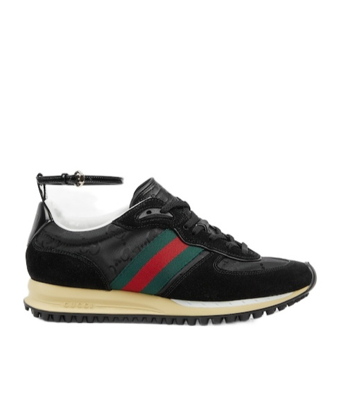 Gucci Motion Sneakers With Web Stripe In Black