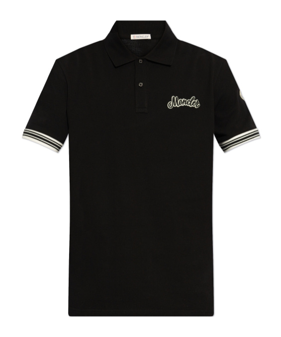 Moncler Black Archivio Ss Polo In Black