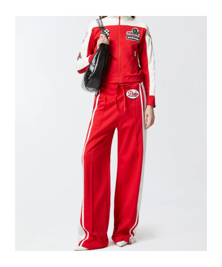 Pinko Logo-appliqué Track Shorts In Red