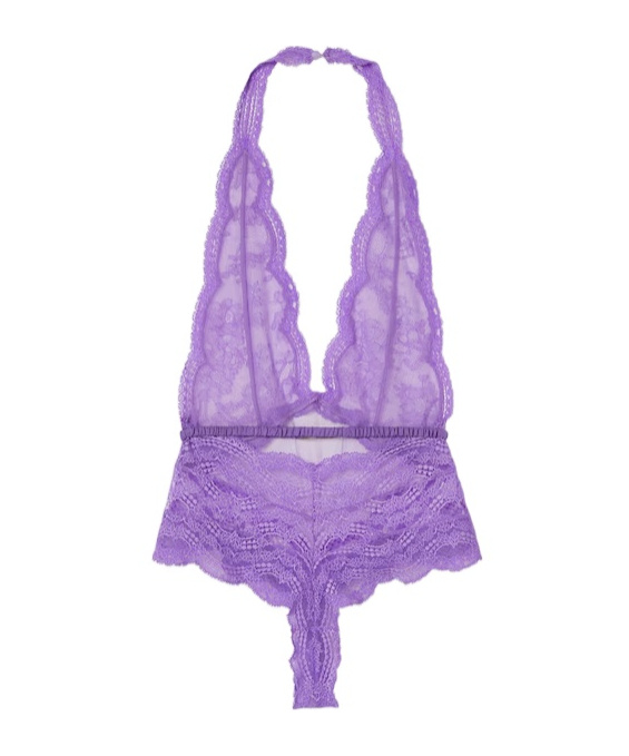 Gucci Floral Lace Tulle Bodysuit In Purple