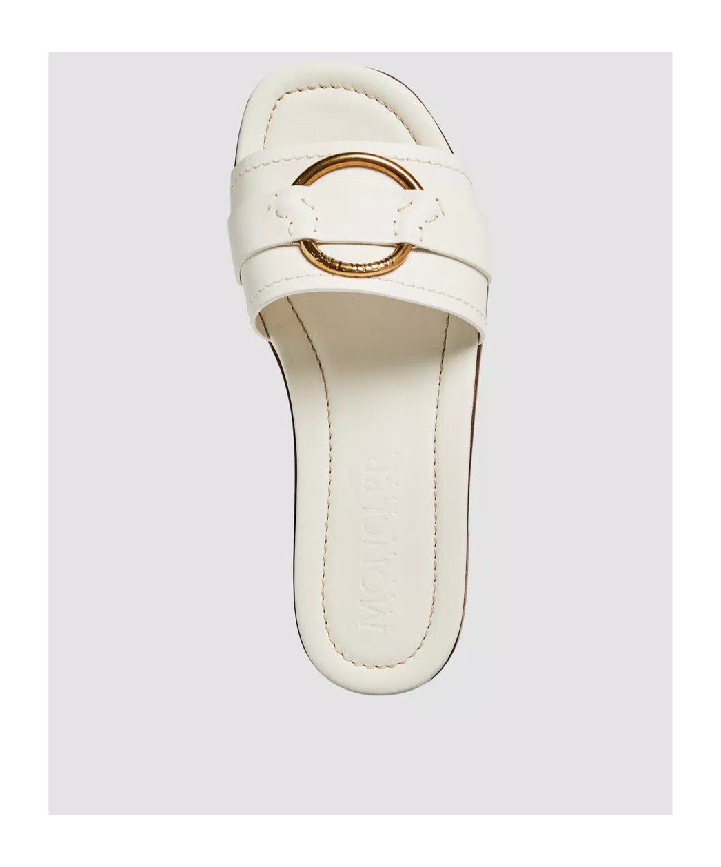 Moncler Bell Leather Slides In White