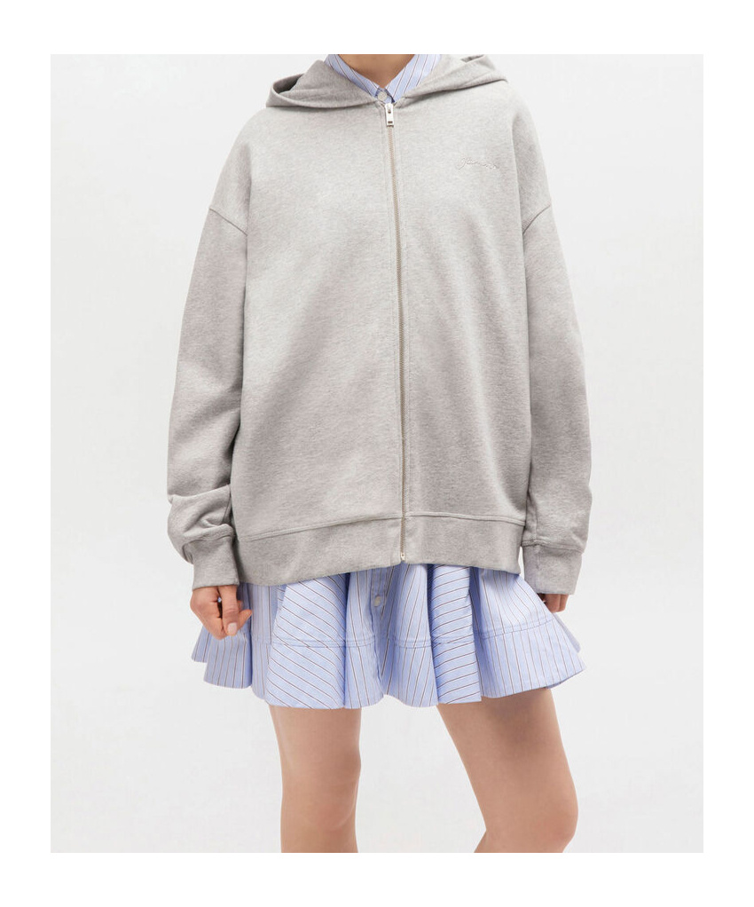 Ganni Isoli Teddy Oversized Zip Hoodie In Gray