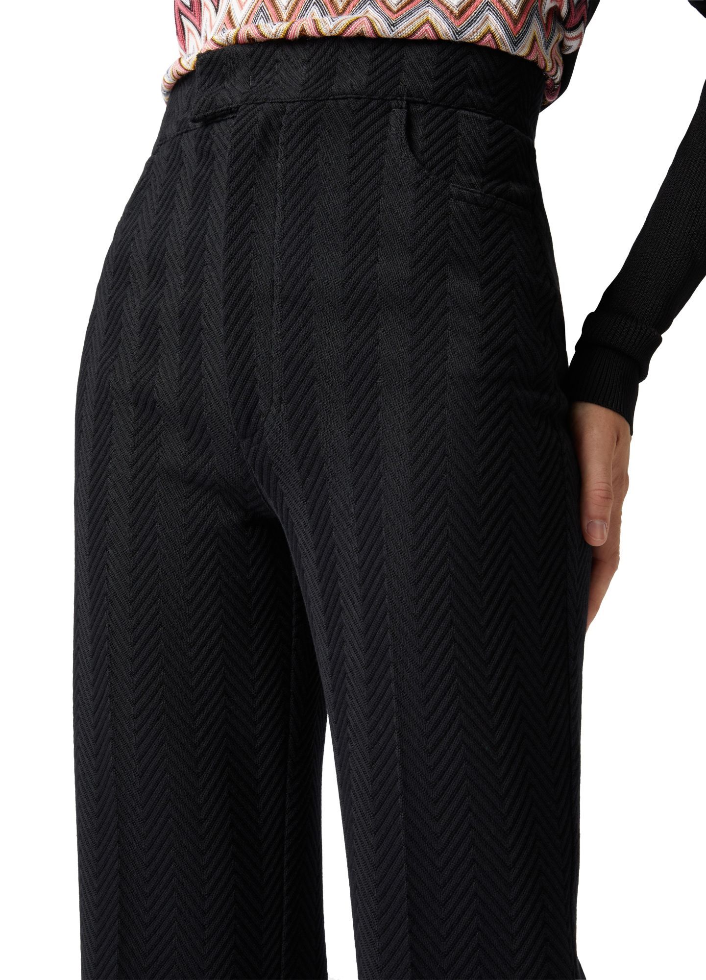 Missoni Zigzag-pattern Straight Trousers In Black