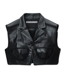 Alexander Wang Sleeveless Short Leather Vest In Black
