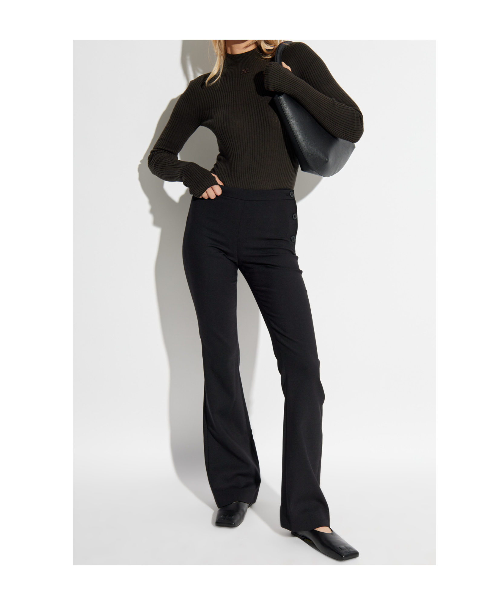 Courrèges Long-sleeved Jumpsuit In Black