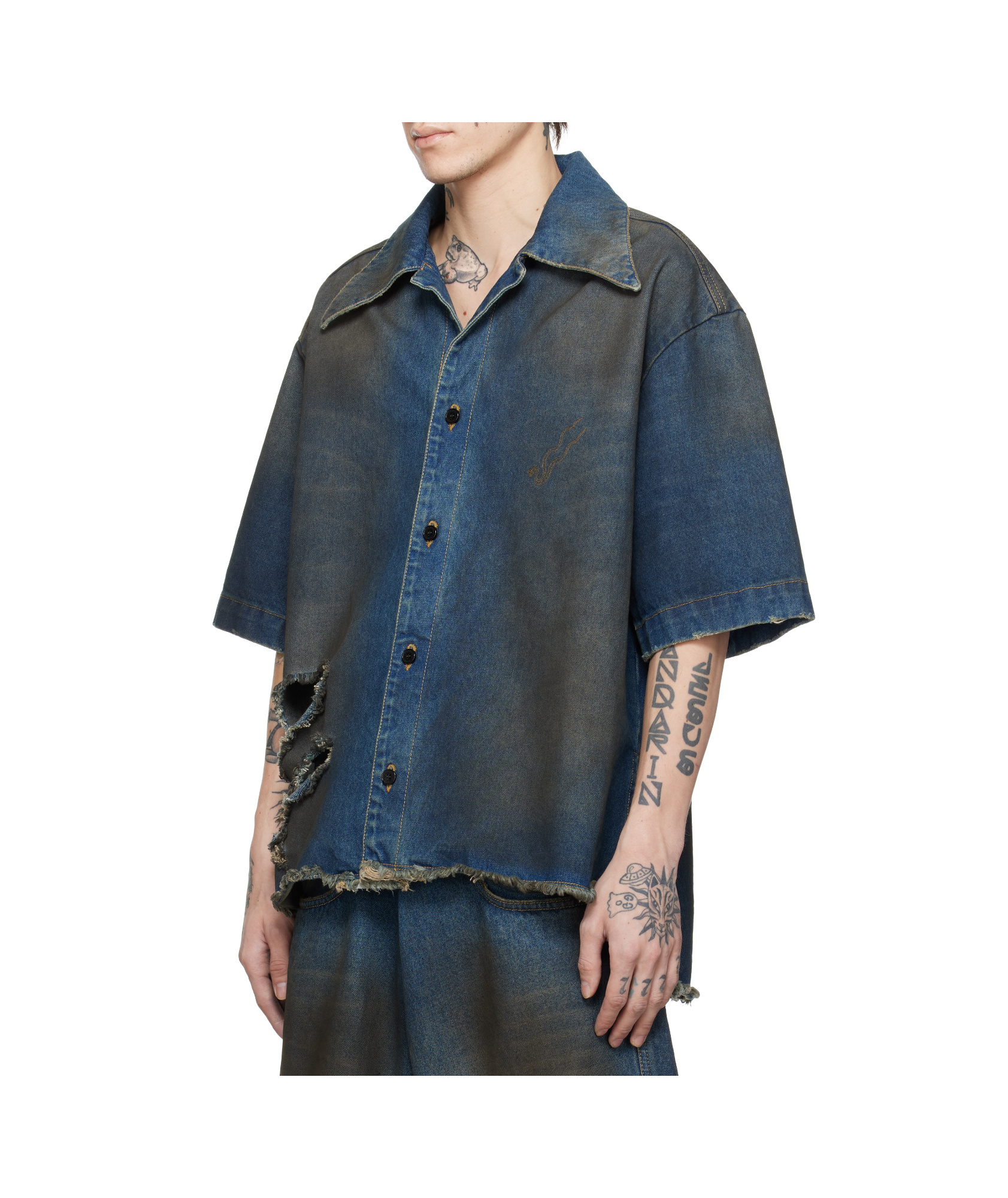 Lu'u Dan Blue Boxy Denim Shirt In Blue