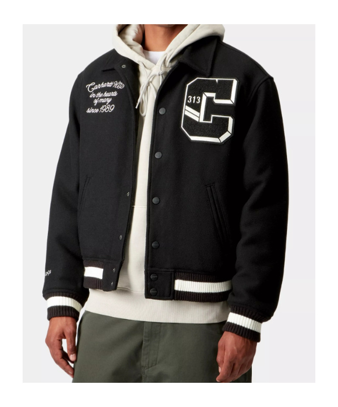Carhartt World Class Varsity Jacket In Black