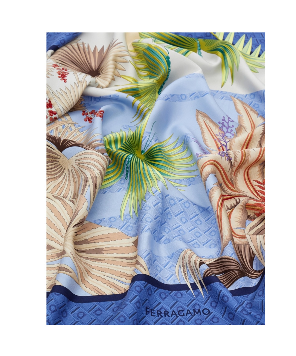Ferragamo Square Floral Print Silk Scarf In Multi
