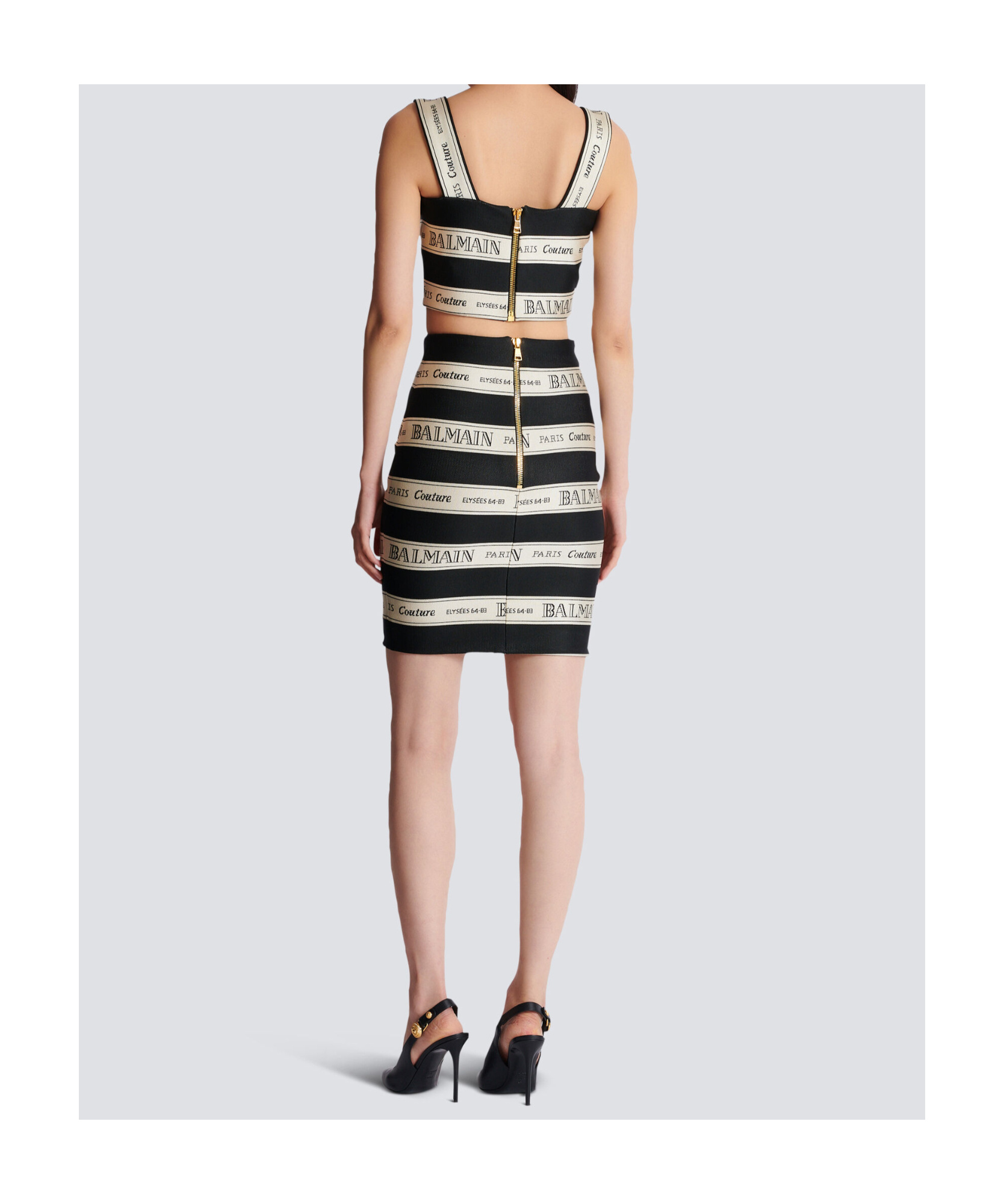 Balmain Ribbon Motif Short Jacquard Skirt In Black