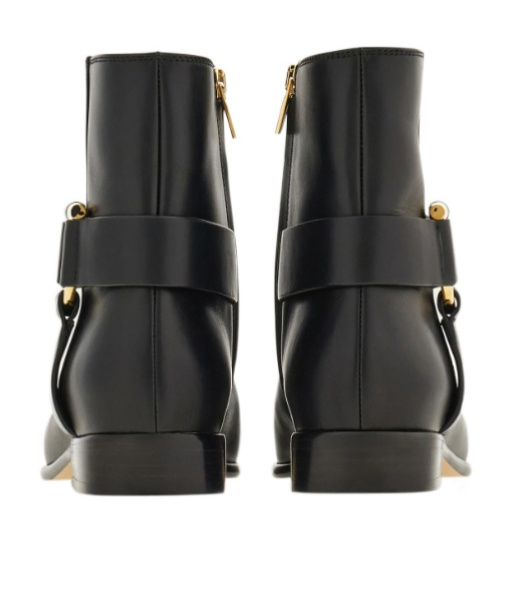 Ferragamo Gancini Ornament Ankle Boot In Black