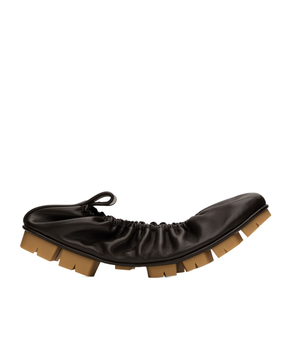 Bottega Veneta Shore Leather Elastic Ballerina Flats In Black