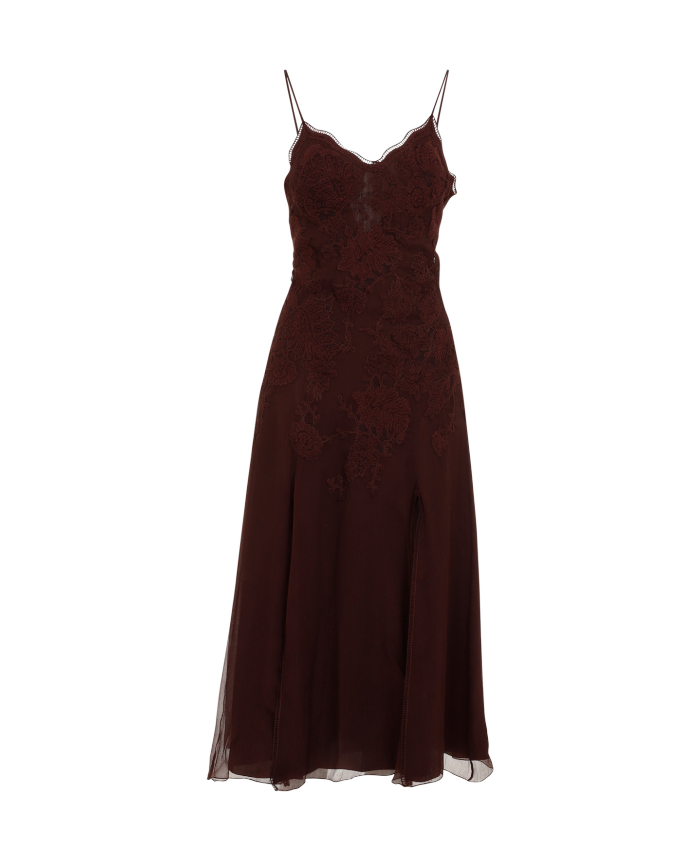 Ermanno Scervino Thin Shoulder Strap Dress In Brown