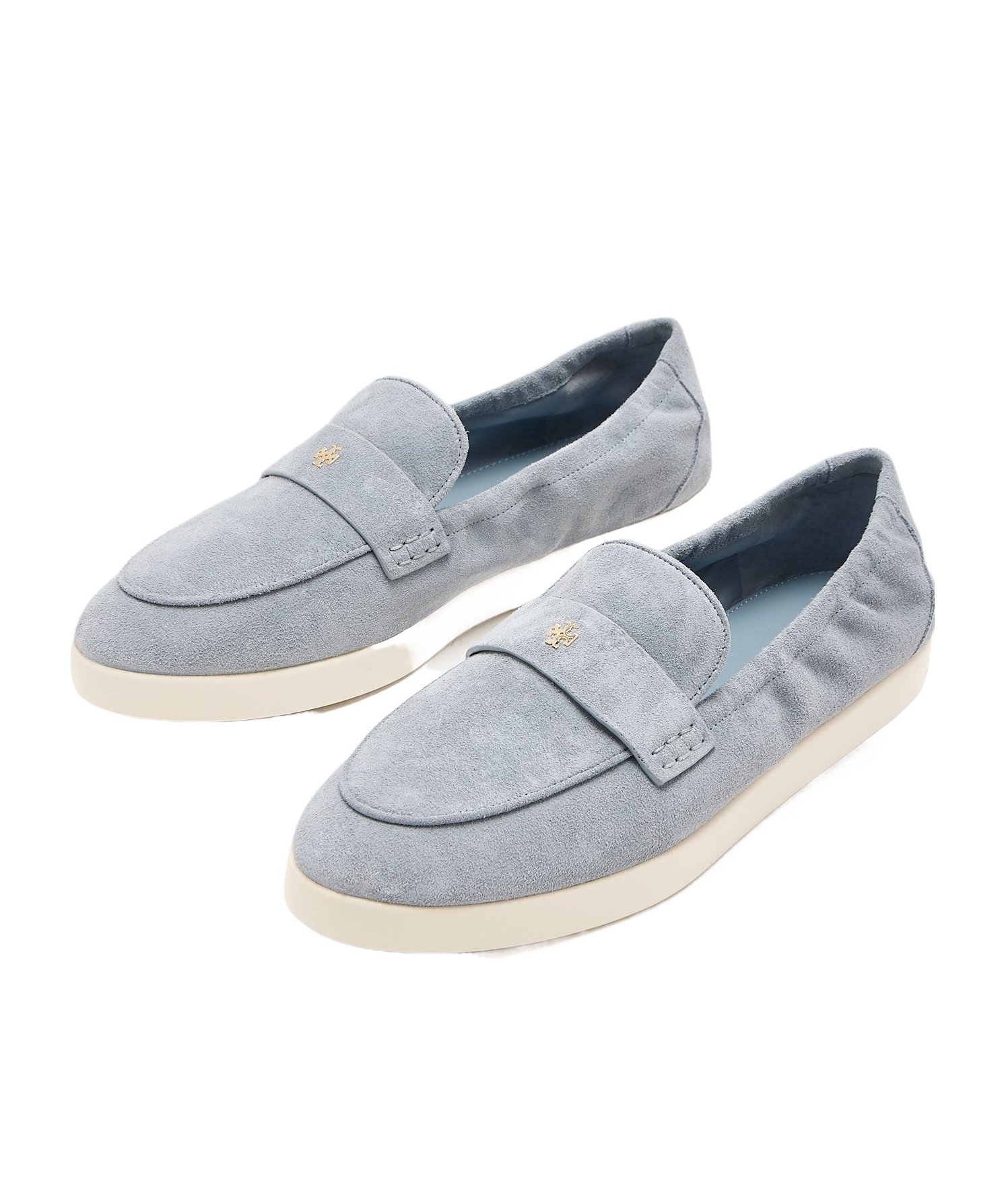 Tory Burch Light Blue Loafers With Logo Plaque On The Front And Slip-on Design In Suede Woman In Blue