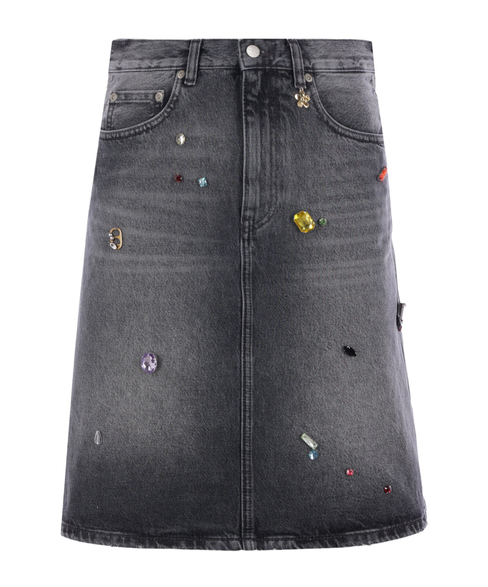 Marc Jacobs Midi Denim Skirt With Back And Front Pockets In Black