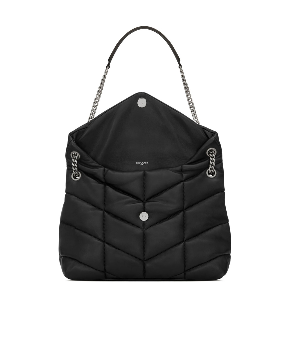 Saint Laurent Medium Loulou Leather Shoulder Bag In Black