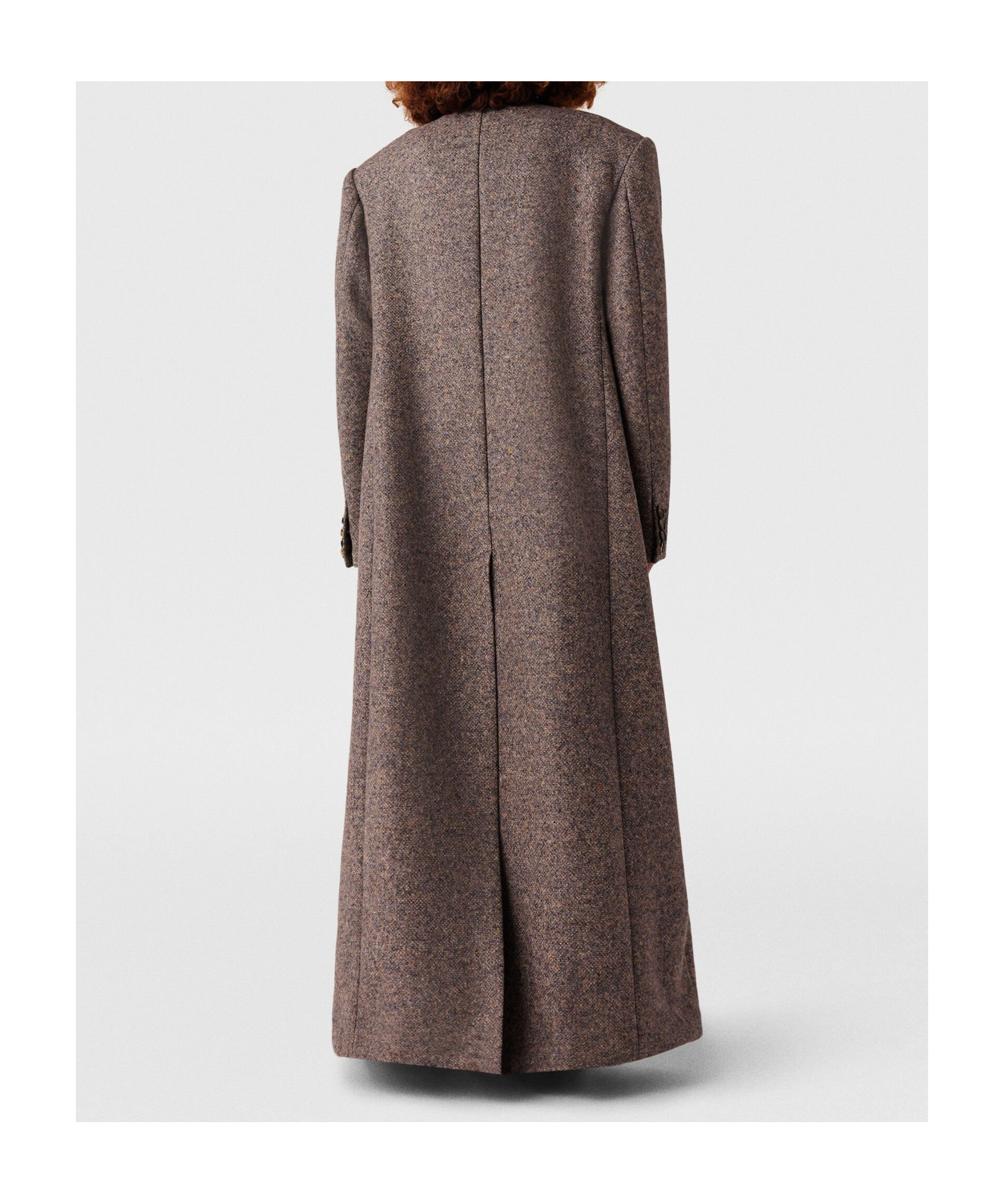 Stella Mccartney Double Breasted Tweed Long Coat In Black