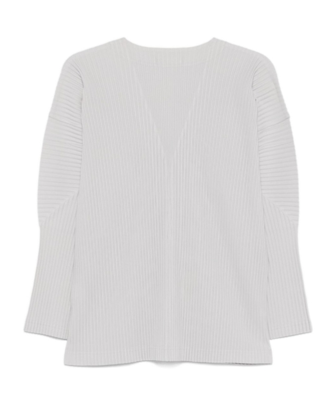 Issey Miyake Ribbed Texture V-neck Cardigan Pockets In White