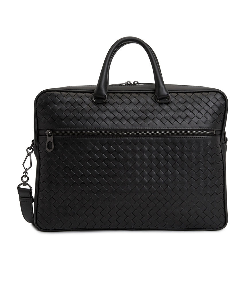 Bottega Veneta Intreciato Briefcase In Black
