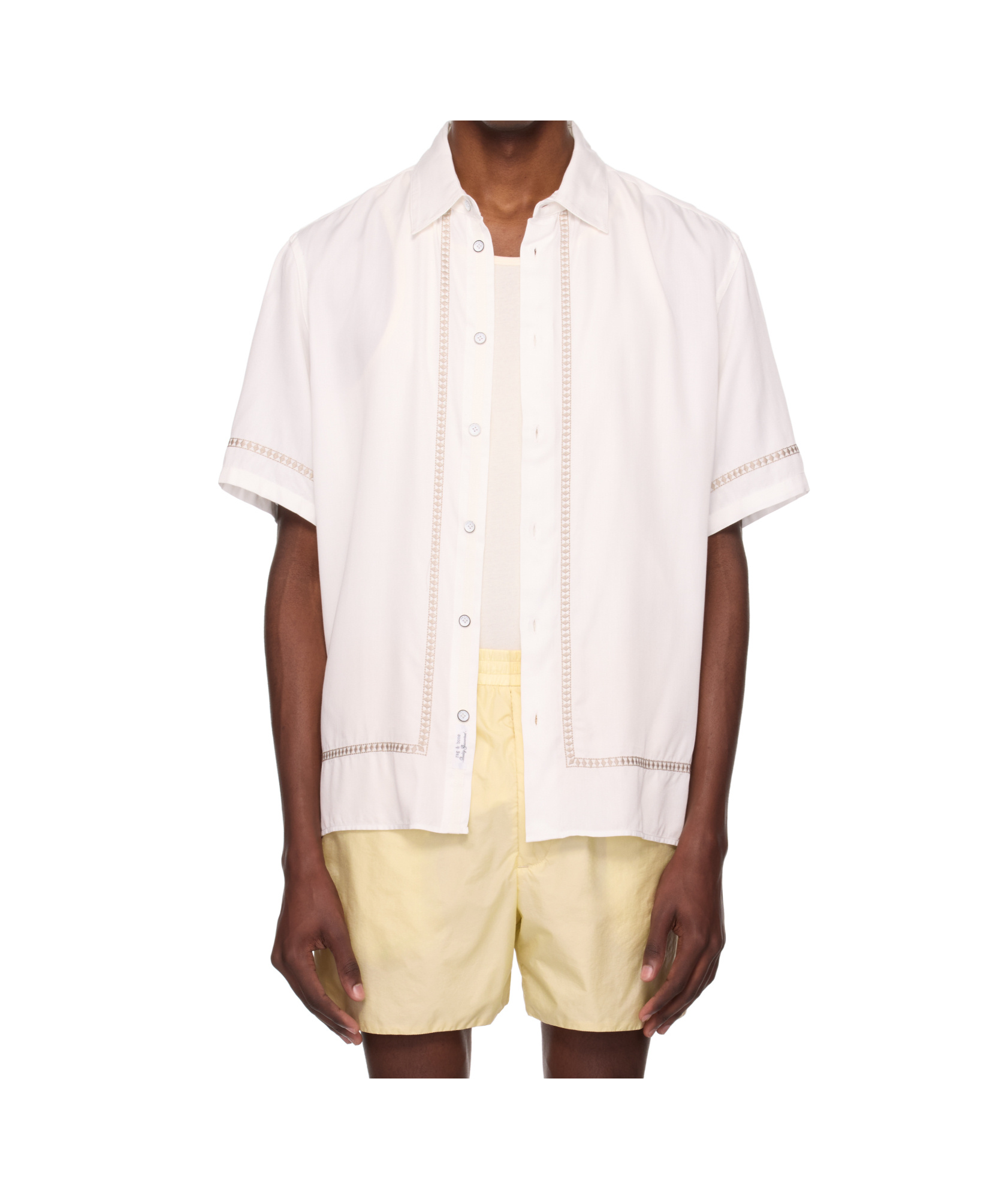 Rag & Bone Lapel Short-sleeved Shirt In White
