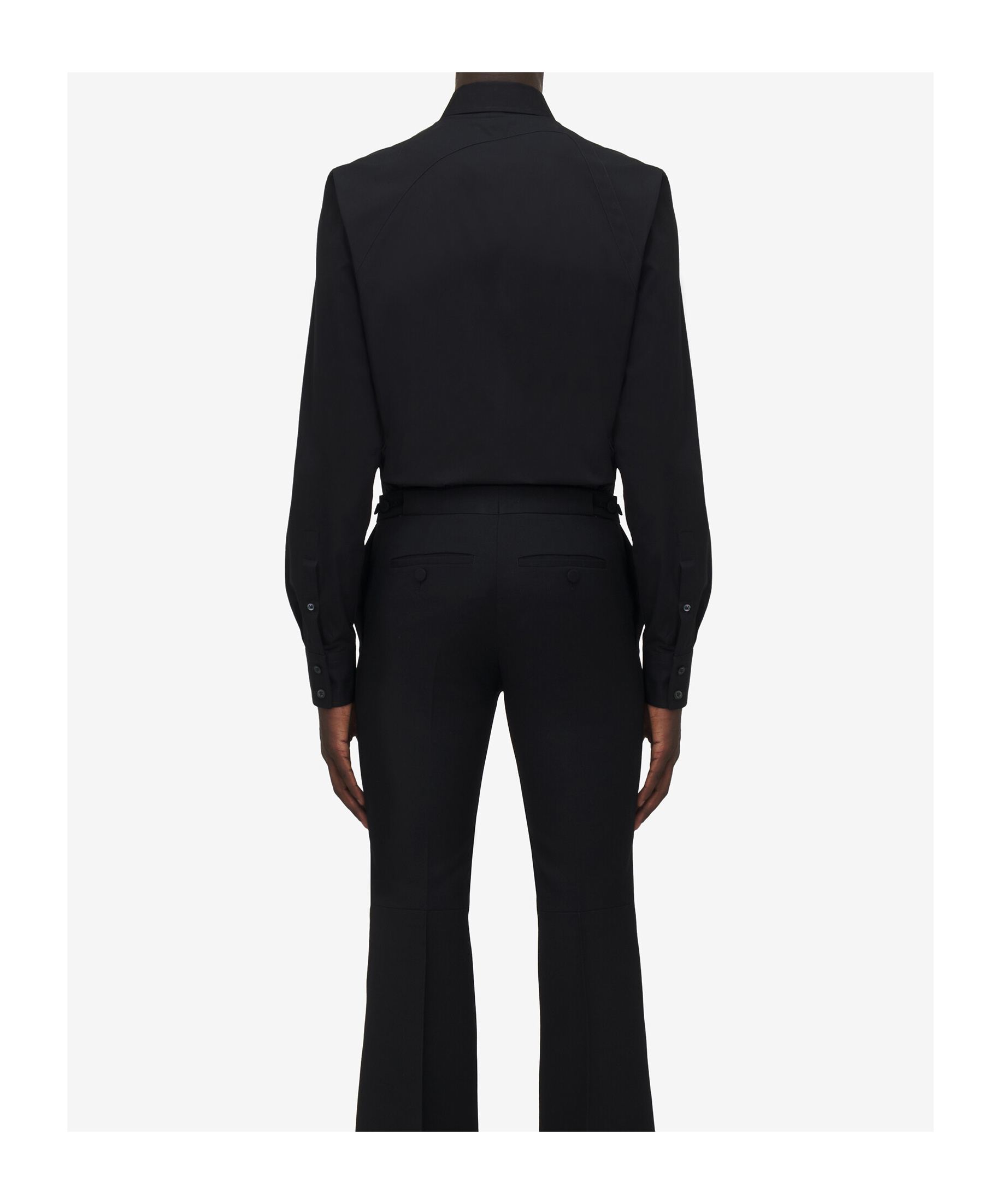 Alexander Mcqueen Metal Detail Long Sleeves Point Collar In Black