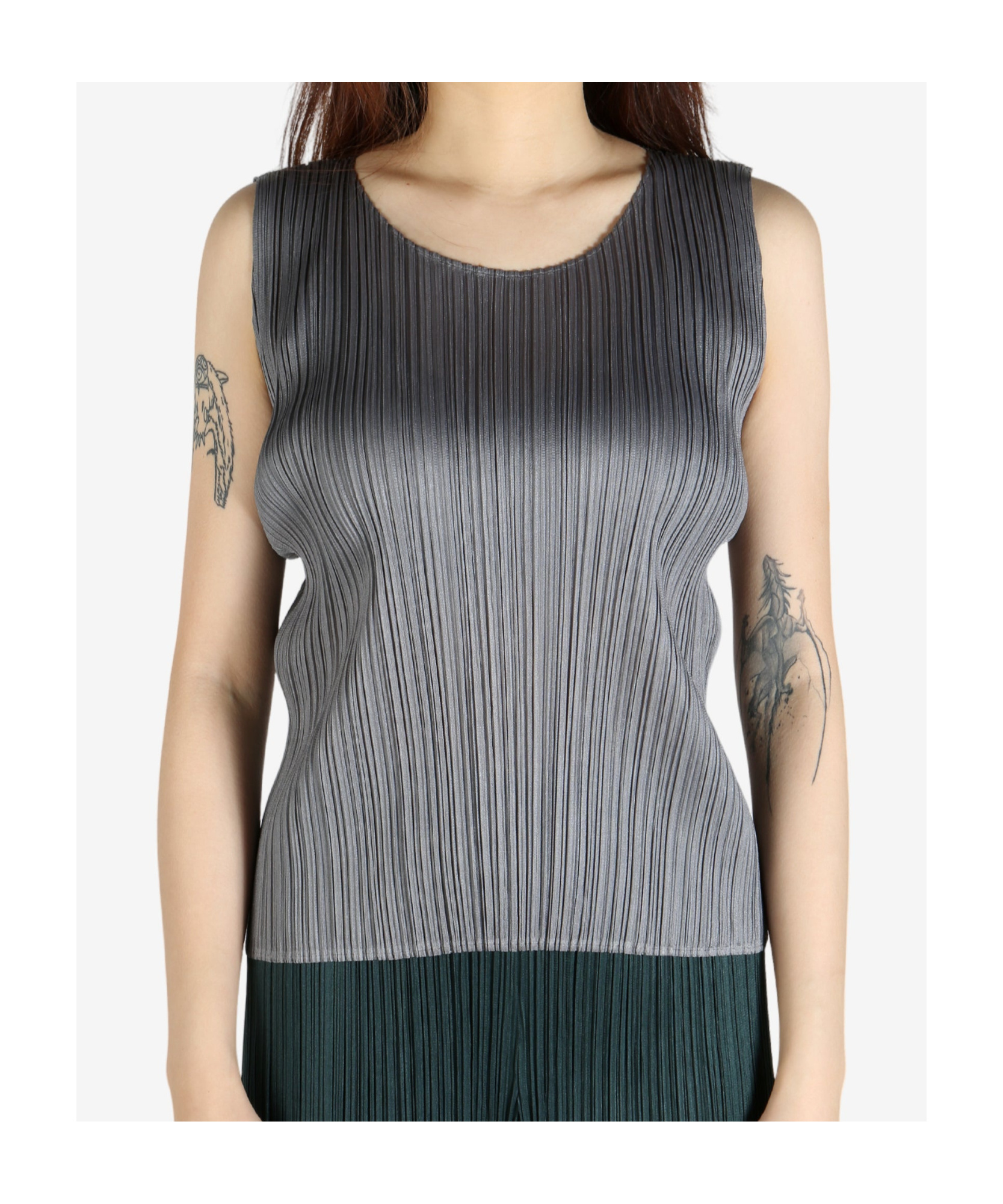 Issey Miyake Crew Neck Vest In Grey