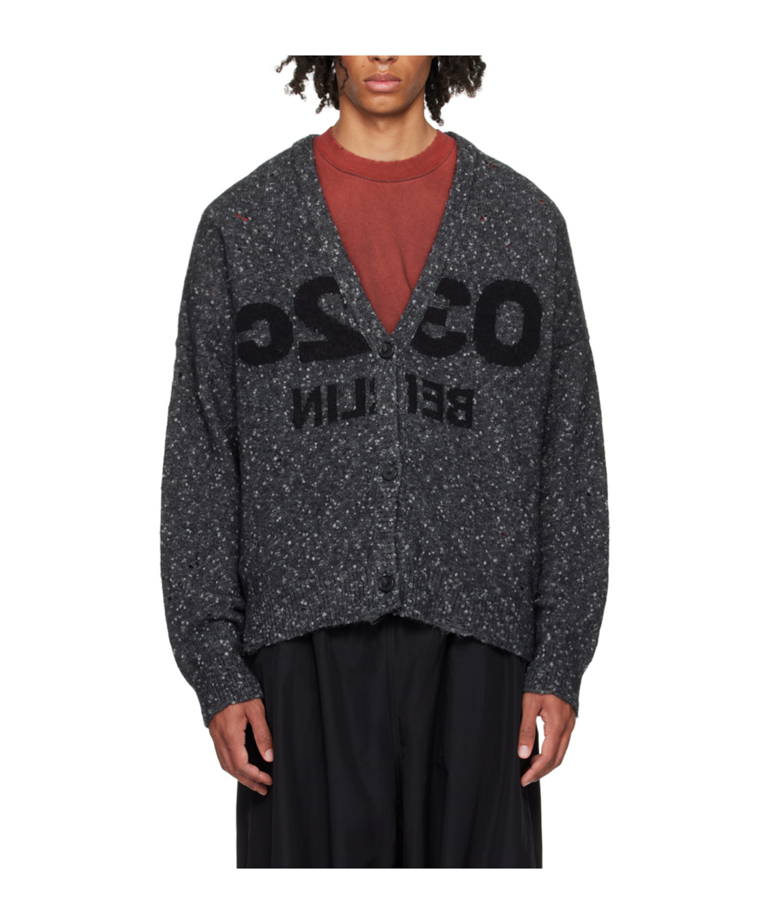 032c Gray Selfie Cardigan In Black