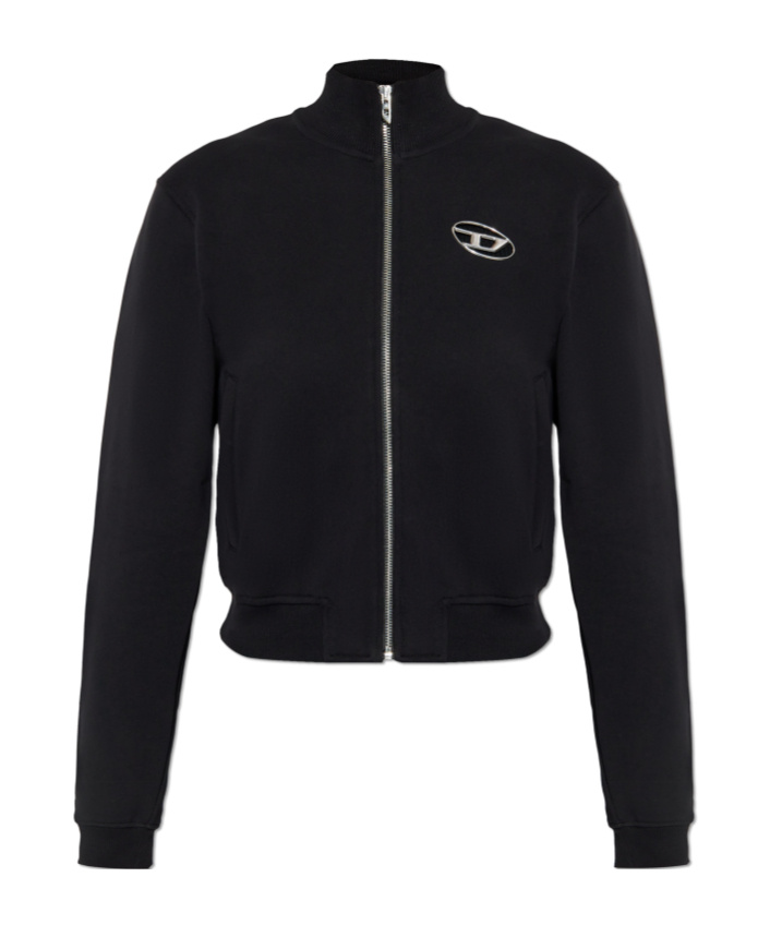 Diesel Long-sleeved Zipper Sweatshirt In Black