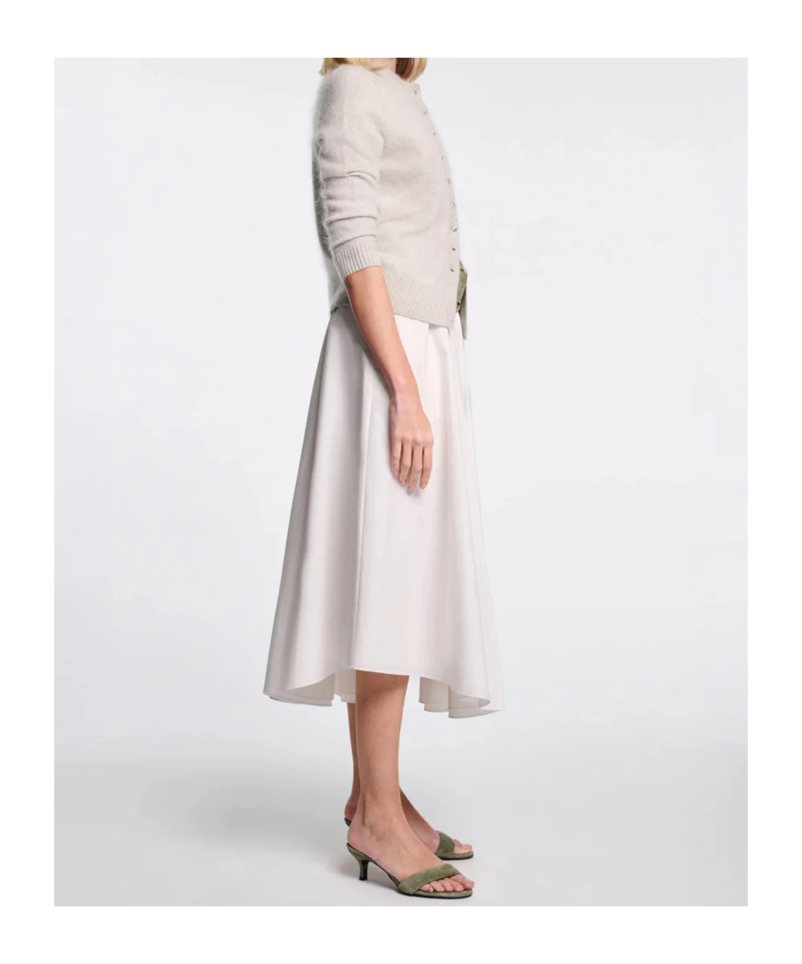 Shop Dorothee Schumacher Poplin Midi Skirt In White