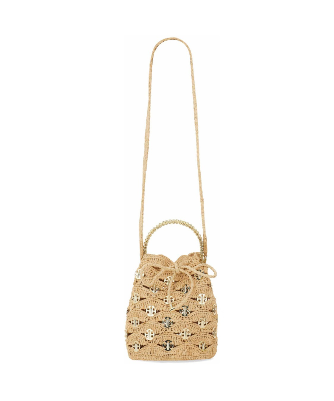 Rabanne Beige Shoulder Bag With Removable Shoulder Strap In Raphia Woman In Nude