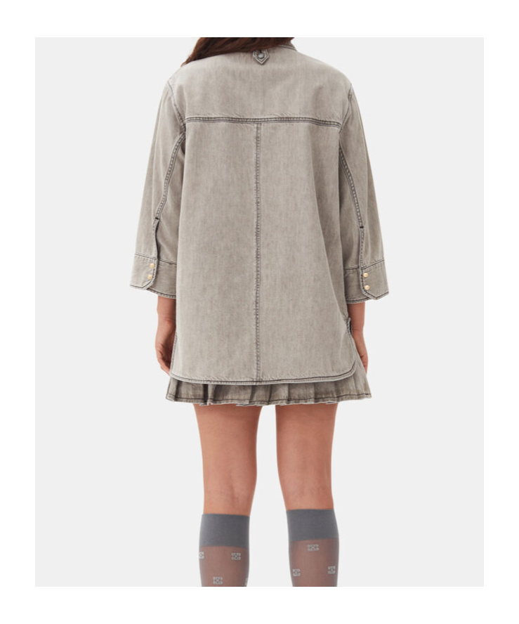 Ganni Gray Oversized Future Denim Shirt In Gray